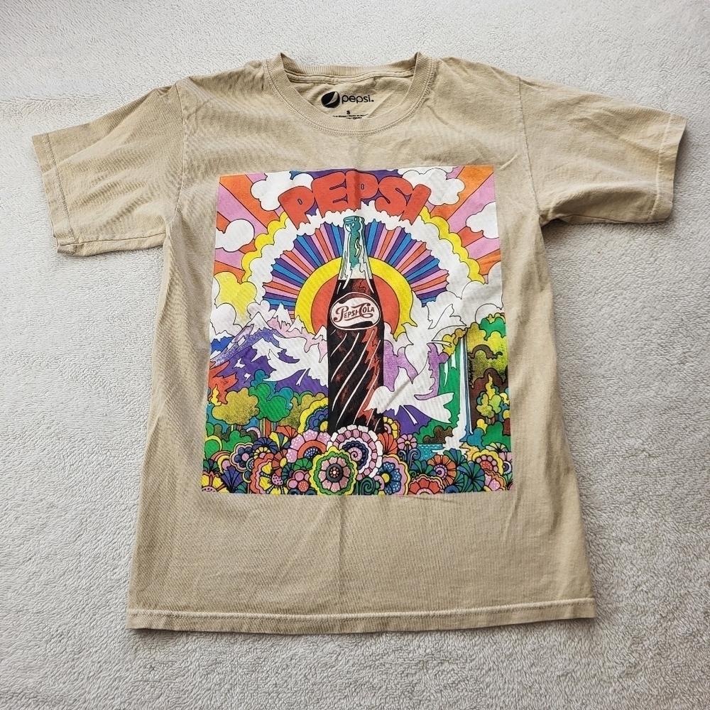 Pepsi Cola Colorful Tee Shirt Short Sleeves Women's Size Small EUC